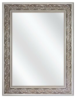 Glazen Spiegel met Luxe Barok lijst zilver kies uw standaardformaat