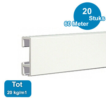 click rail, wit, 300 cm, 20 kg/m1, per 20 stuks 9.4354