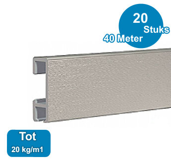 CLICK RAIL, ALU GEBORSTELD, 200 cm, 20 kg/m1, per 20 stuks 9.4340