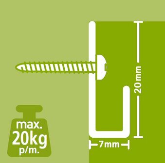 CLASSIC RAIL, WIT, 200 cm, 20 kg /m1, per 20 stuks 9.4357