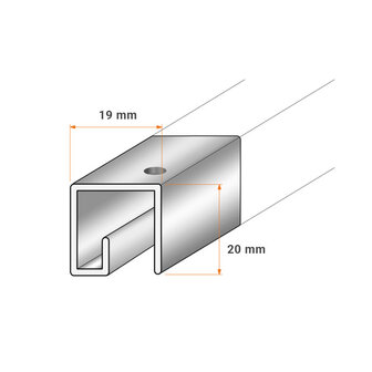 classic rail up alu anod 200 cm per stuk 05.11201AA