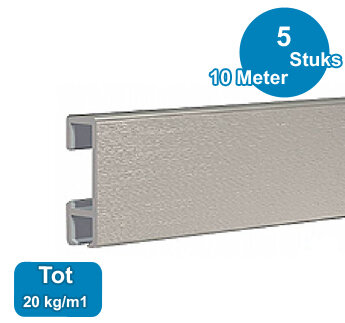 CLICK RAIL, ALU GEBORSTELD, 200 cm, 20 kg per meter, per 5 stuks 9.4341