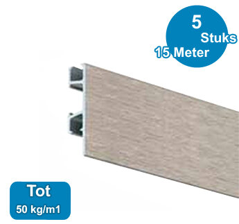 CLICK RAIL PRO, ALU GEBORSTELD, 300cm, max. 50kg (5 stuks) 05.05330