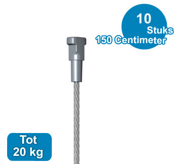 STAALDRAAD + TWSTER, 1,8mm, 150 cm, 20 kg, per 10 stuks 09.33150