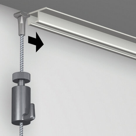 TOP RAIL, ALU ANOD, 300cm, max. 20kg/m1,  per 10 stuks 9.4314