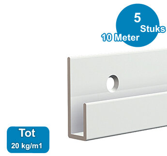 CLASSIC RAIL, WIT, 200 cm, 20 kg /m1, per 5 stuks 9.4307