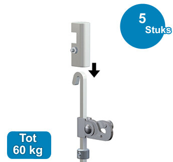 ANTI-DIEFSTALHAAK, 4x4mm, max. 60 kg, per 5 stuks 9.4291